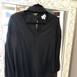 Black mock neck/vneck blouse